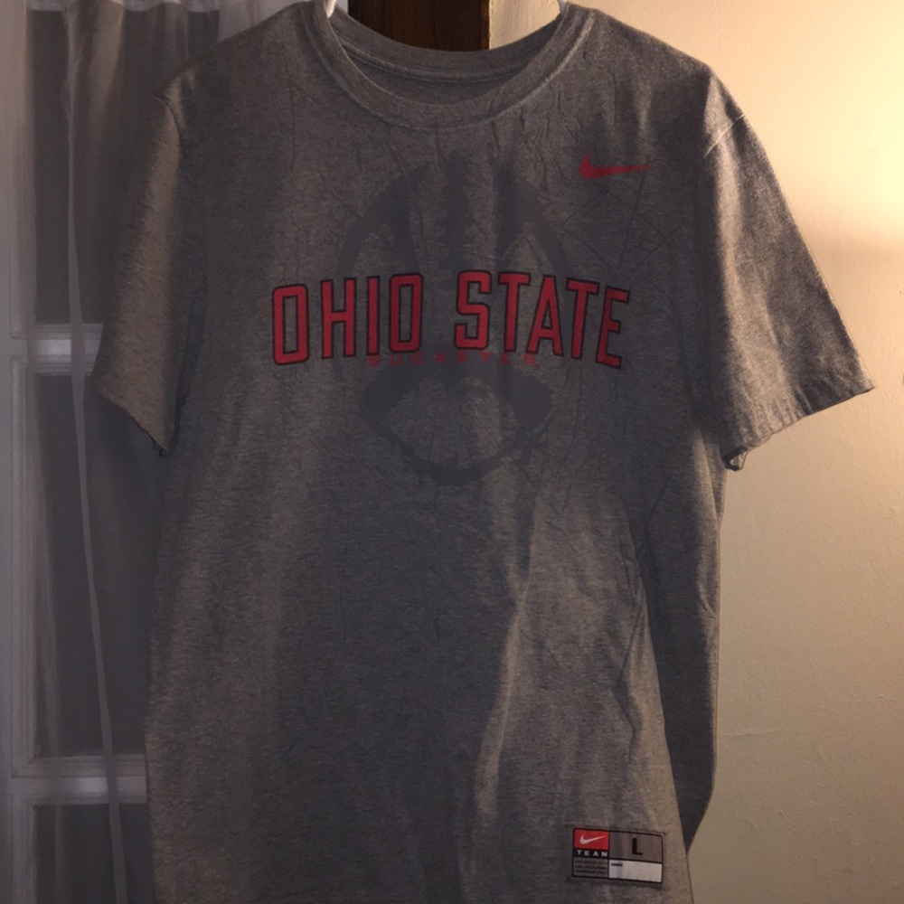 Size L Grey Ohio State Buckeyes Nike Tee Shirt